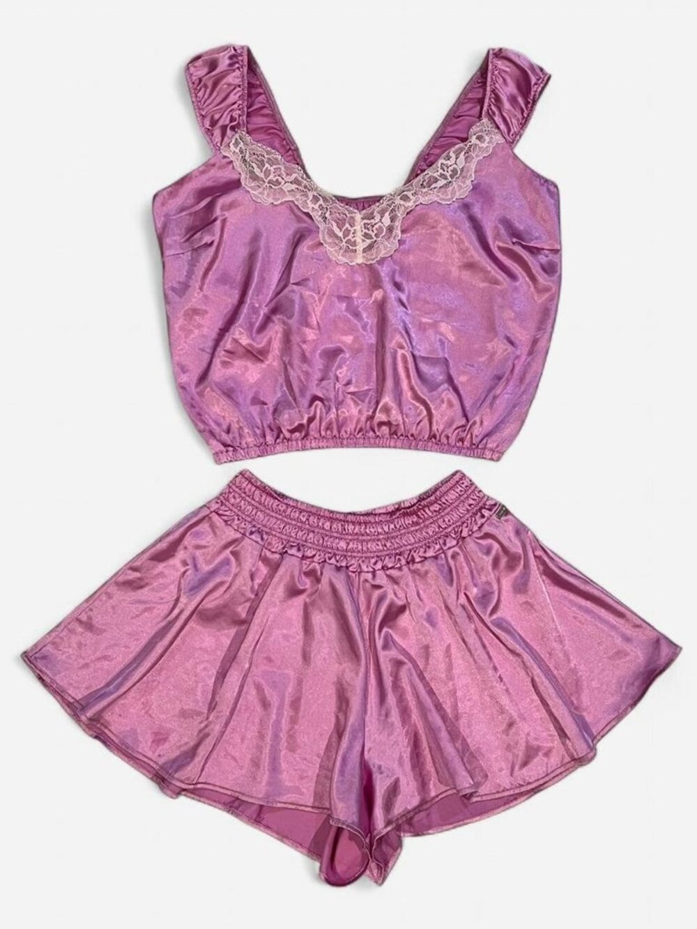 Purple Satin and Lace Set